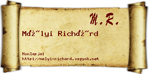 Mályi Richárd névjegykártya